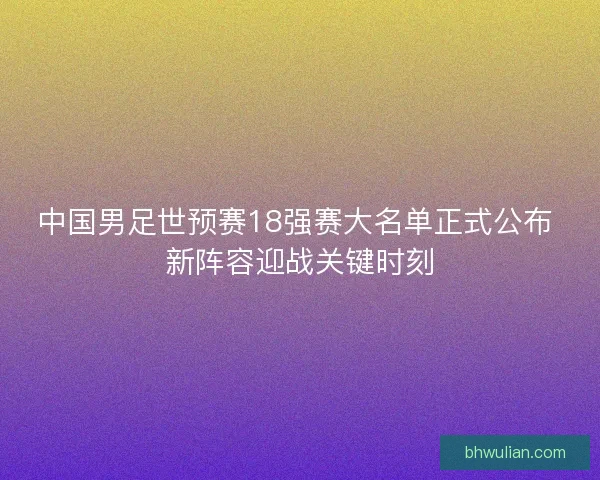 中国男足世预赛18强赛大名单正式公布 新阵容迎战关键时刻